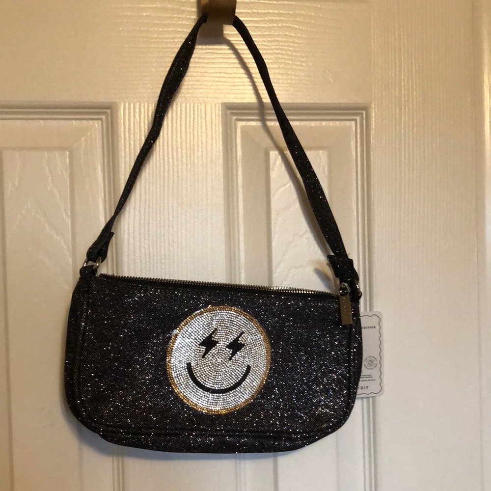 Sparkly Black and Silver Crescent Shoulder Bag